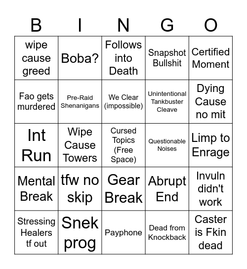 Certified Freaks Raid Bingo (P8S) Bingo Card