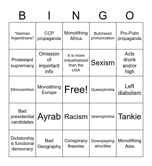 Bad Presentations Bingo Card