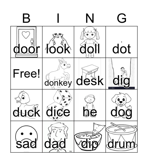 Consonant Dd -W14 Bingo Card