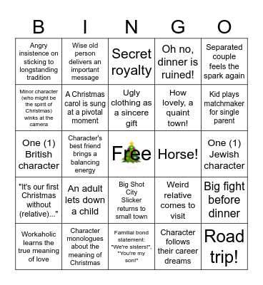 Holiday Movie Hits Bingo Card