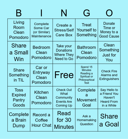 Housespouse Hideout Bingo Card