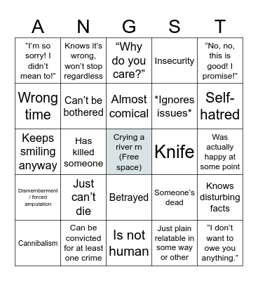 OC PAIN AND SUFFERING BINGO Card