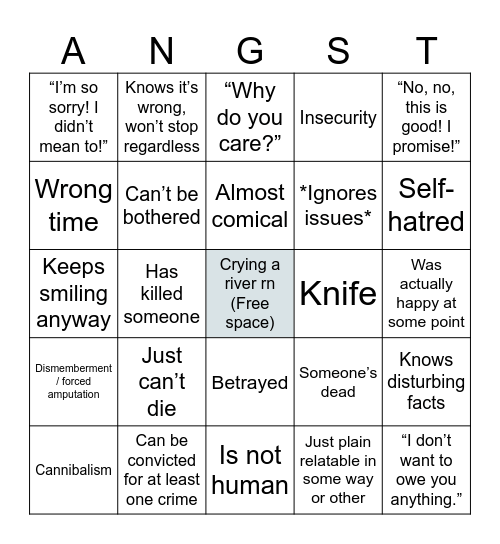 OC PAIN AND SUFFERING BINGO Card