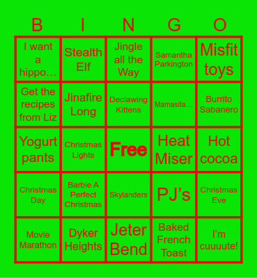 Kertcher Christmas Bingo Card