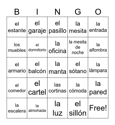 La vivienda Bingo Card