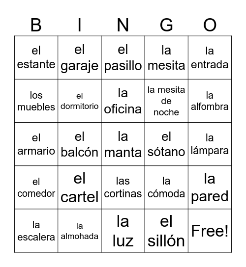 La vivienda Bingo Card