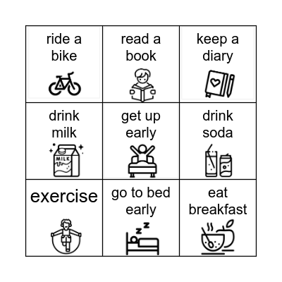 I ______ every day! Bingo Card