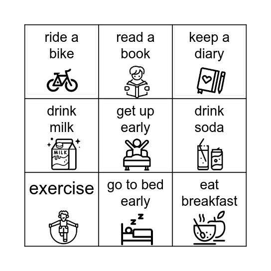 I ______ every day! Bingo Card