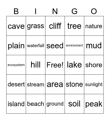 About Nature! Bingo Card