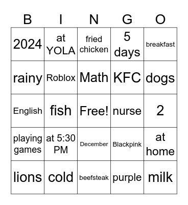 Making questions Bingo Card