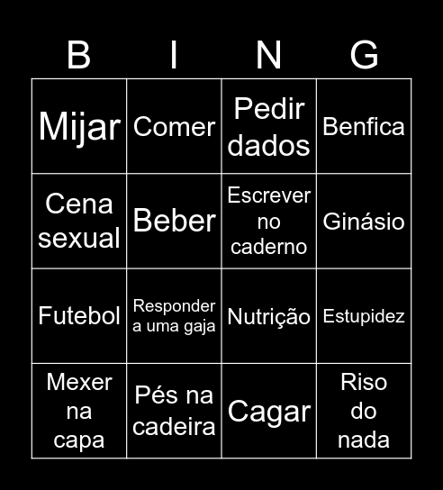 Bingo do Pedro Bingo Card