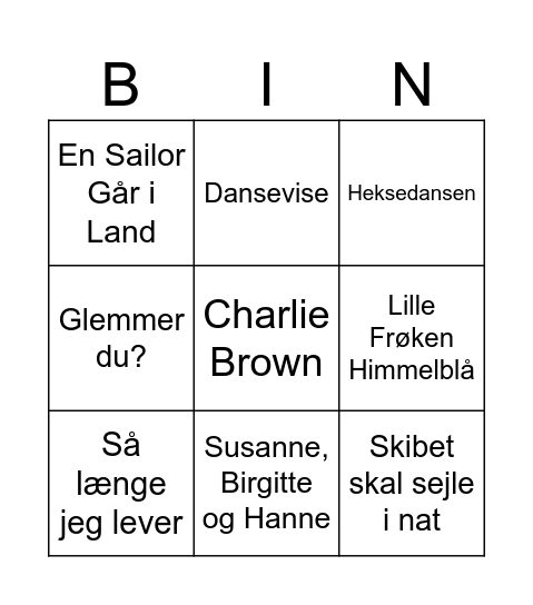 Musik Bingo Card
