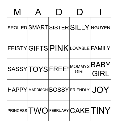 Happy Birthday Maddison! Bingo Card