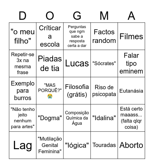 BINGO DA IDALINA Bingo Card
