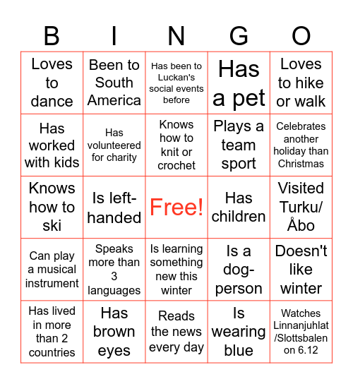 Cirkeln Festive Mingle Bingo Card