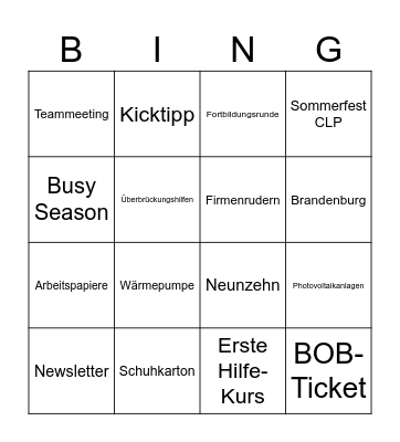 Weihnachtsfeier 2023 Bingo Card