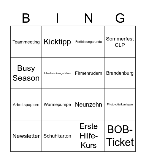 Weihnachtsfeier 2023 Bingo Card