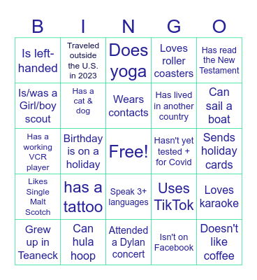 Introduction Bingo Card