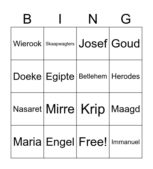 DOZ Kersfees Bingo Card