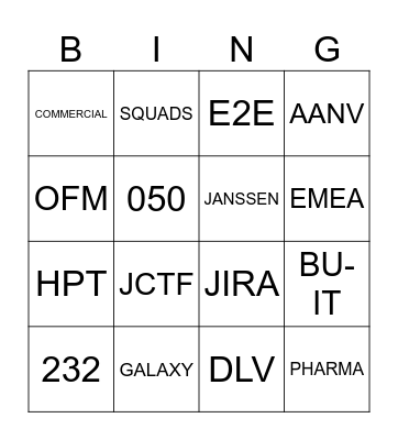 Galaxy Bingo Card