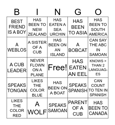 FRIENDSHIP BINGO Card