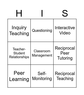 High Impact Instructional Strategies Bingo Card