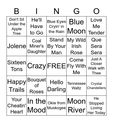 Musical Bingo Card