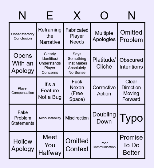 Maple Memo Bingo Card