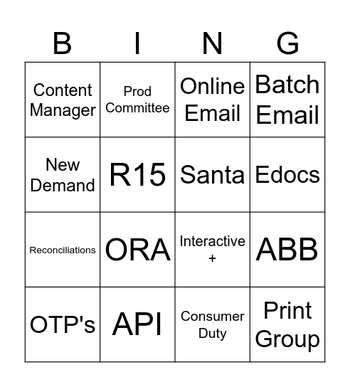 CCM Bingo Card
