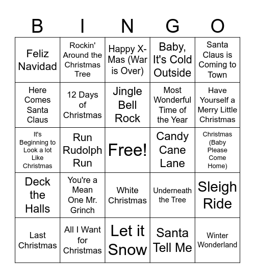 Mule Media Christmas Bingo Card