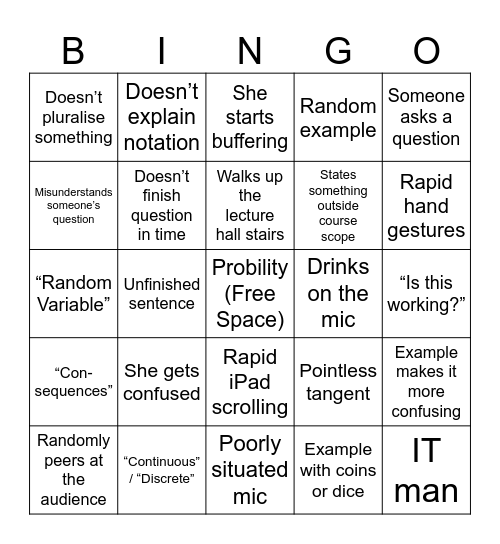 Deblingo Bingo Card