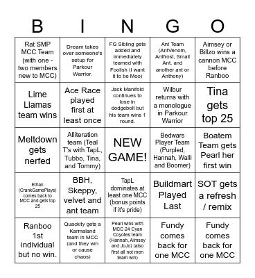 Untitled Bingo Card