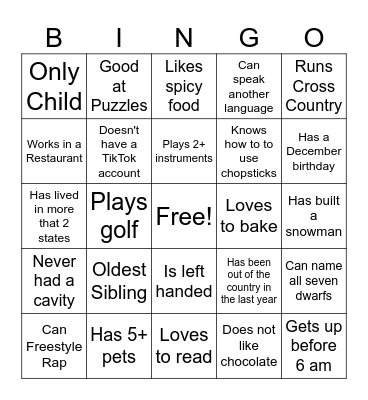 MINGLE BINGO Card
