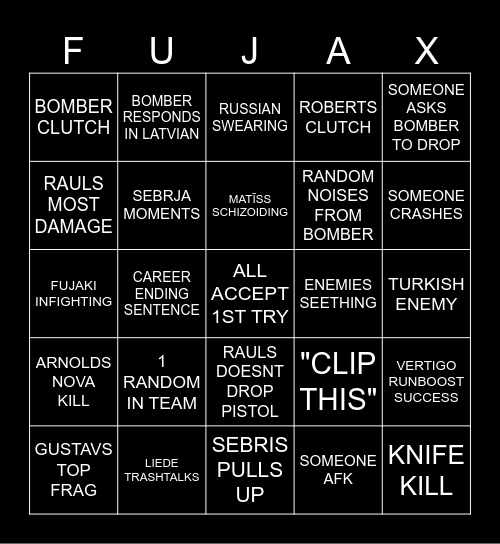 FUJAKI CS Bingo Card