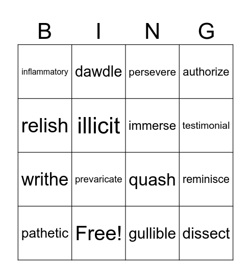6th Grade Unit 7 Bingo Card