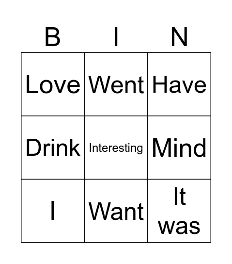 Story1 Bingo Card