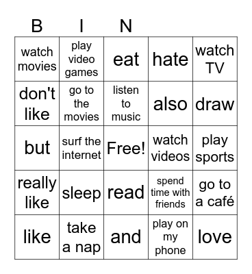 Unité 1 Vocab 1 and 2 Bingo Card