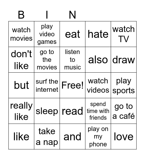 Unité 1 Vocab 1 and 2 Bingo Card