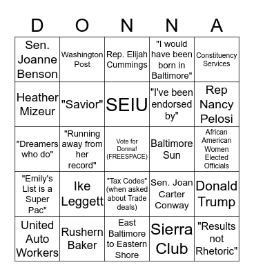 Congressman Van Hollen Forum Bingo! Bingo Card
