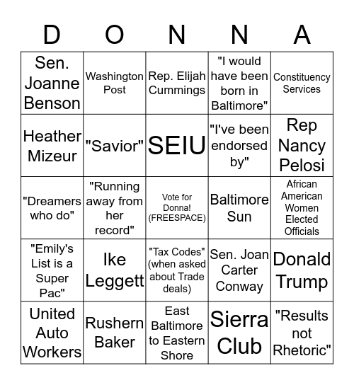 Congressman Van Hollen Forum Bingo! Bingo Card