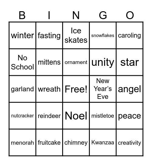 Heritage December BINGO Card