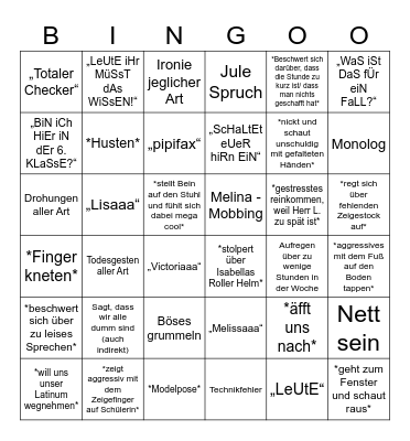 Herr Lange Bingo Card