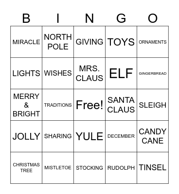 CHRISTMAS Bingo Card