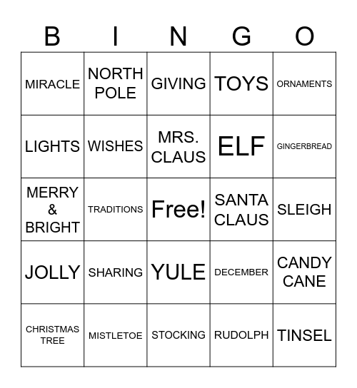 CHRISTMAS Bingo Card