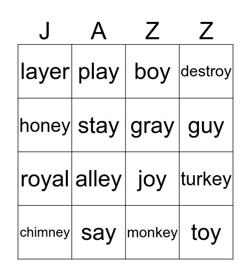 JAZZ BINGO Card