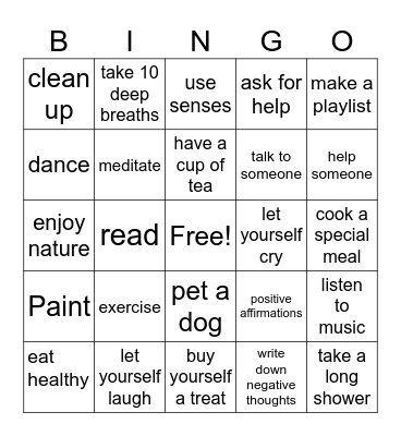 Wellness Tools Bingo Card