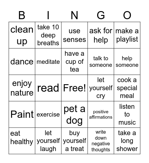 Wellness Tools Bingo Card