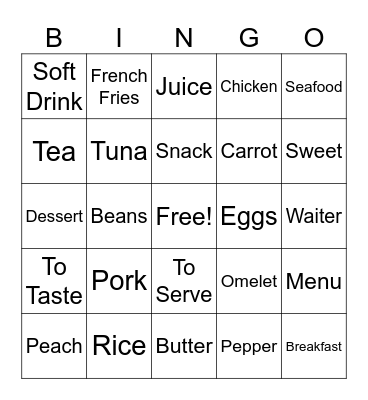 La Comida Bingo Card