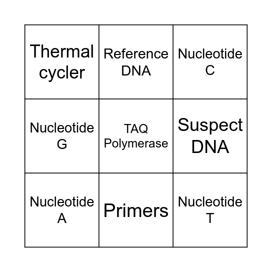Find the reagents for your PCR! Bingo Card
