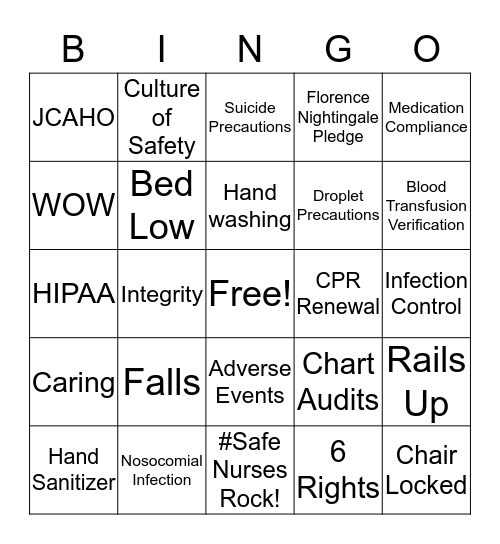 2016 Nurses Week: Safety Bingo Card
